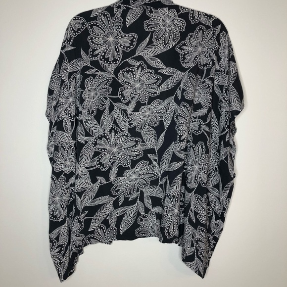 Loft Floral Print Shawl Size XS/S - Oversized Charcoal colored - Picture 6 of 9